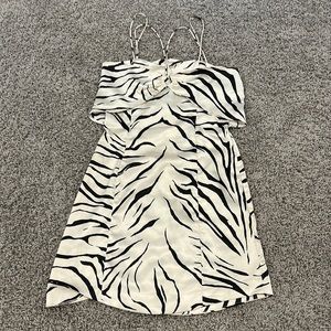 Zara Zebra Print Silk Fitted Dress